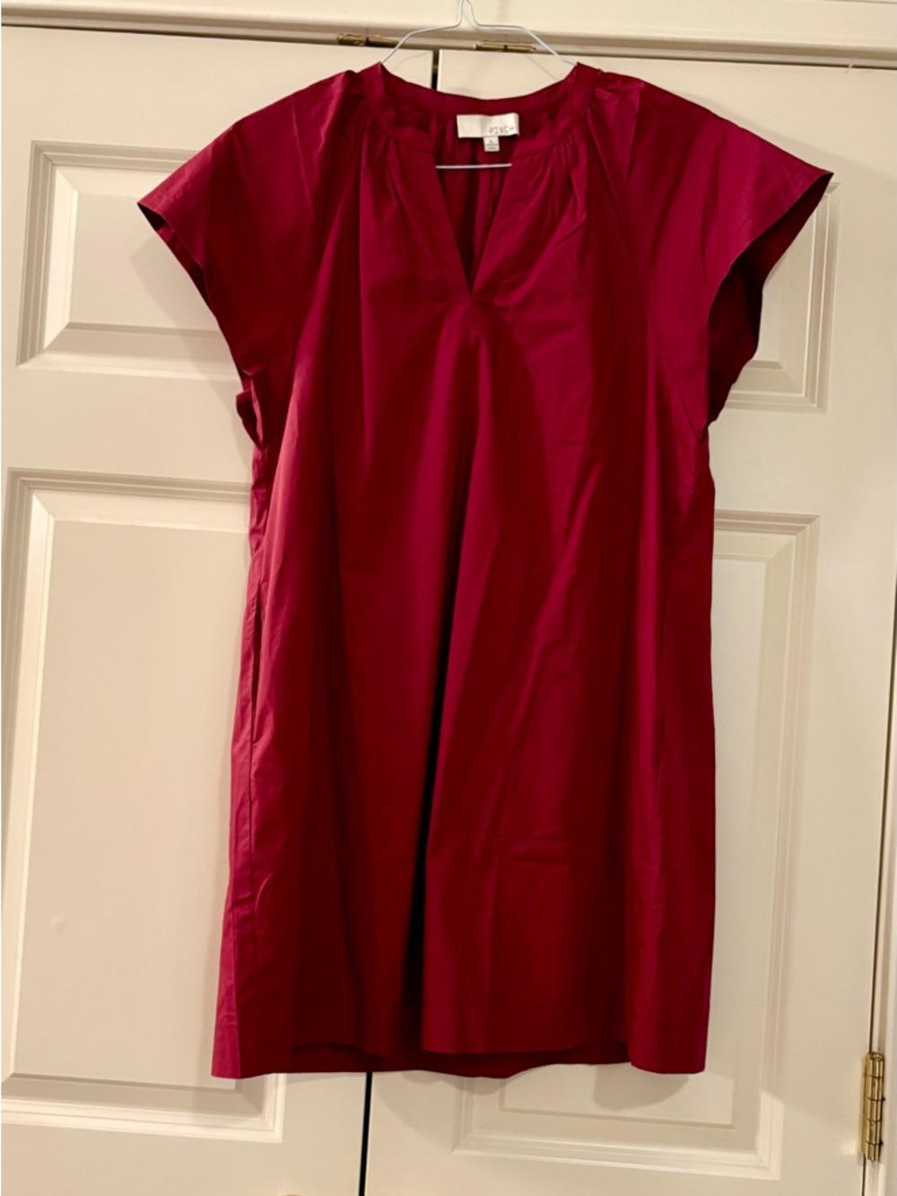 Pinch Cap Sleeve Mini Dress in Garnet/ Burgundy